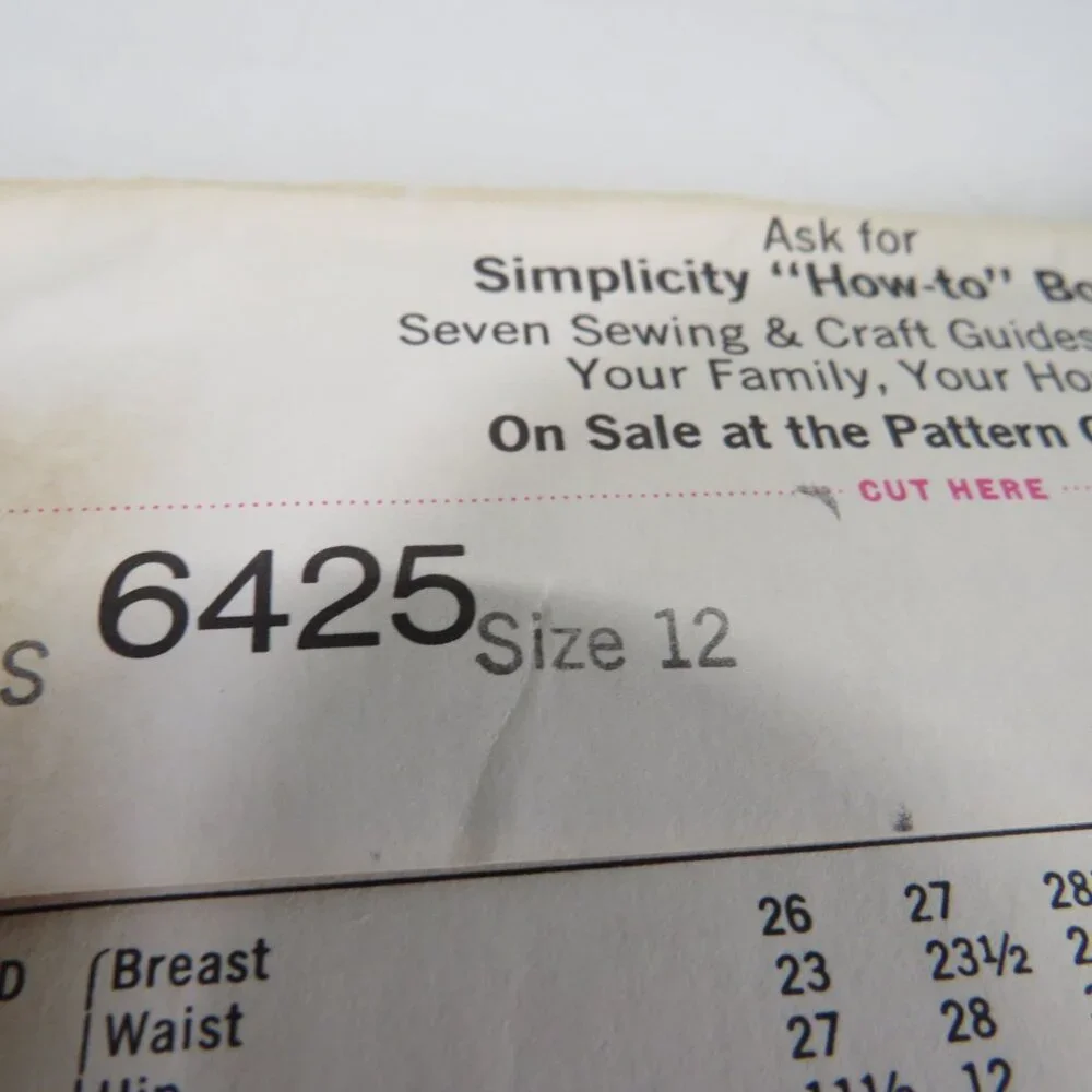 Simplicity 6425 Sewing Pattern UNCUT Bellbottoms, Wrap Skirt, small top 